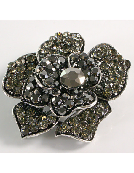 BROSZKA BROSZA DUŻY KWIAT GRAFITOWA  RÓŻA VINTAGE LOLITA AKCESORIA