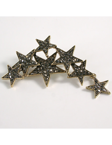 BROSZKA BROSZA GWIAZDY GWIAZDKI GRAFITOWE CYRKONIE LOLITA AKCESORIA