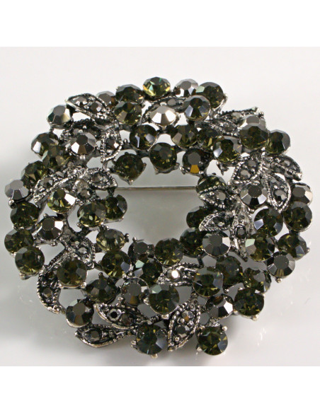 BROSZKA BROSZA VINTAGE WIENIEC GRAFITOWE CYRKONIE  LOLITA AKCESORIA