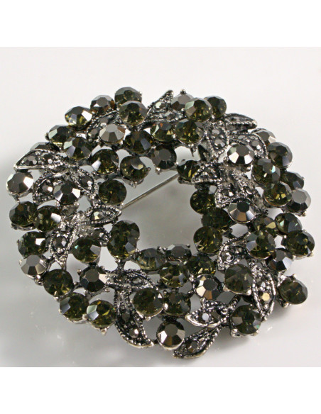 BROSZKA BROSZA VINTAGE WIENIEC GRAFITOWE CYRKONIE  LOLITA AKCESORIA