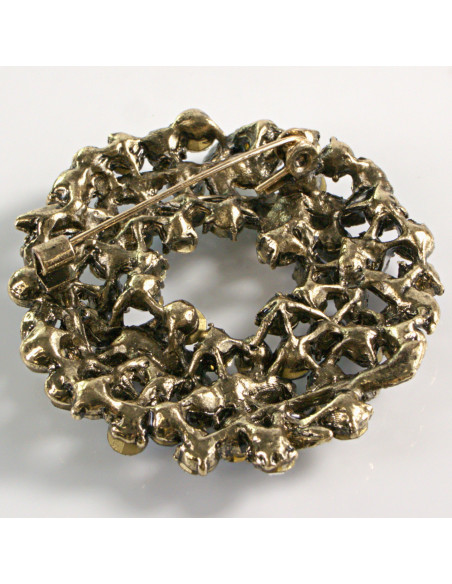 BROSZKA BROSZA VINTAGE WIENIEC NIEBIESKE CYRKONIE  LOLITA AKCESORIA