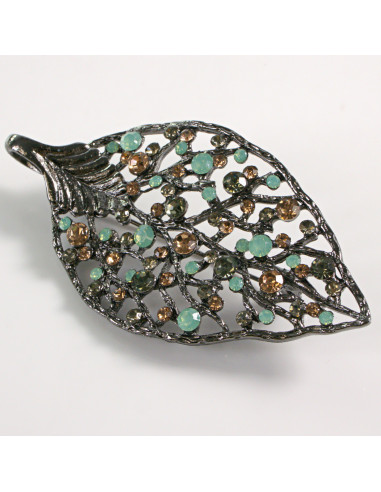 BROSZKA BROSZA  LIŚĆ LISTEK Z SELEDYNOWYMI...