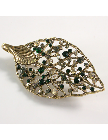 BROSZKA BROSZA  LIŚĆ LISTEK STARE ZŁOTO CYRKONIAMI LOLITA AKCESORIA