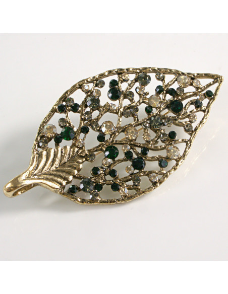 BROSZKA BROSZA  LIŚĆ LISTEK STARE ZŁOTO CYRKONIAMI LOLITA AKCESORIA