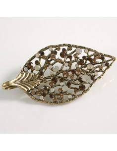 BROSZKA BROSZA  LIŚĆ LISTEK STARE ZŁOTO CYRKONIAMI LOLITA... 2