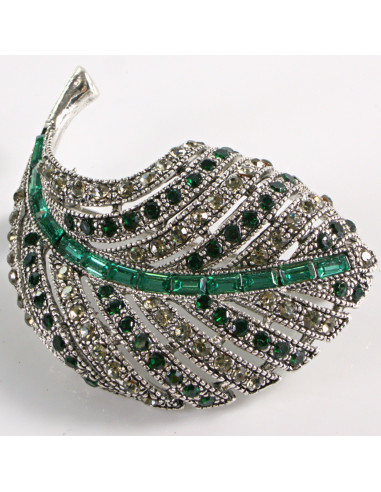 BROSZKA BROSZA  LIŚĆ LISTEK Z ZIELONYMI...