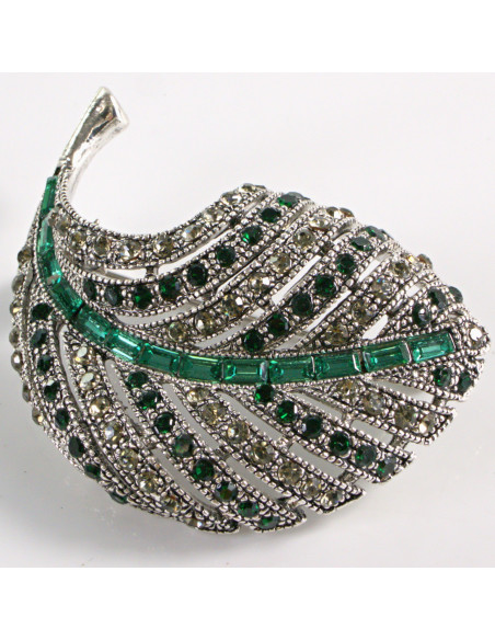 BROSZKA BROSZA  LIŚĆ LISTEK Z ZIELONYMI  CYRKONIAMI LOLITA AKCESORIA