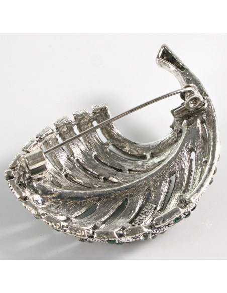 BROSZKA BROSZA  LIŚĆ LISTEK Z ZIELONYMI  CYRKONIAMI LOLITA AKCESORIA