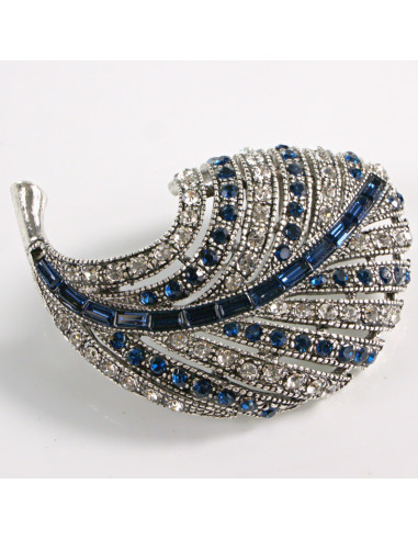 BROSZKA BROSZA  LIŚĆ LISTEK Z NIEBIESKIMI...