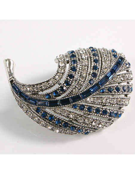 BROSZKA BROSZA  LIŚĆ LISTEK Z NIEBIESKIMI CYRKONIAMI LOLITA AKCESORIA