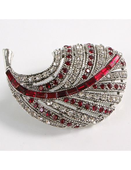 BROSZKA BROSZA  LIŚĆ LISTEK Z CZERWONYMI  CYRKONIAMI LOLITA AKCESORIA