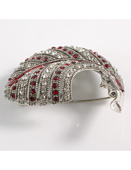 BROSZKA BROSZA  LIŚĆ LISTEK Z CZERWONYMI  CYRKONIAMI LOLITA AKCESORIA