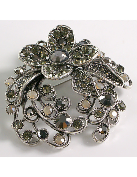 BROSZKA BROSZA DUŻA ROZETA WIENIEC Z KWIATEM VINTAGE  LOLITA AKCESORIA