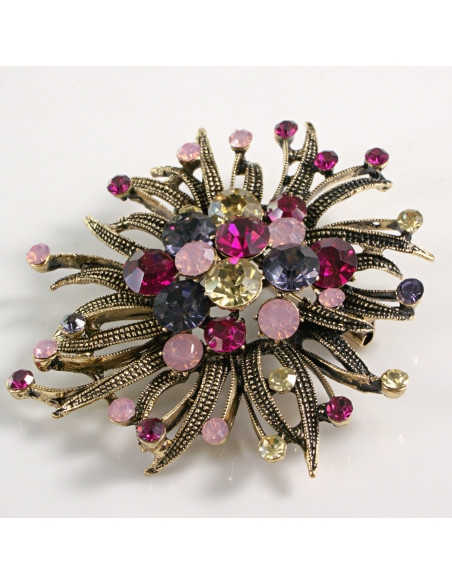 BROSZKA BROSZA DUŻA ROZETA WIENIEC Z KWIATEM VINTAGE  LOLITA AKCESORIA