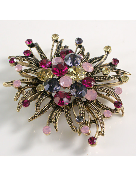 BROSZKA BROSZA DUŻA ROZETA WIENIEC Z KWIATEM VINTAGE  LOLITA AKCESORIA