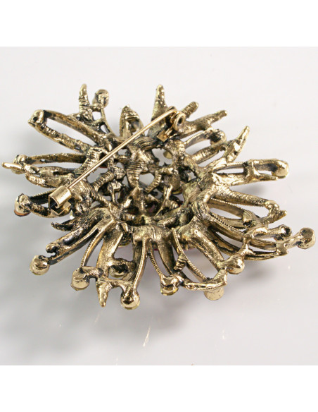 BROSZKA BROSZA DUŻA ROZETA WIENIEC Z KWIATEM VINTAGE  LOLITA AKCESORIA