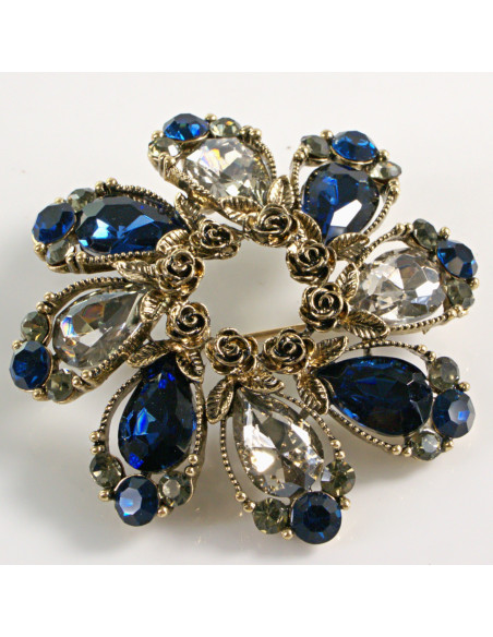 BROSZKA BROSZA ROZETA WIENIEC Z RÓŻYCZKAMI VINTAGE  LOLITA AKCESORIA