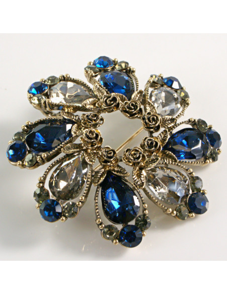 BROSZKA BROSZA ROZETA WIENIEC Z RÓŻYCZKAMI VINTAGE  LOLITA AKCESORIA