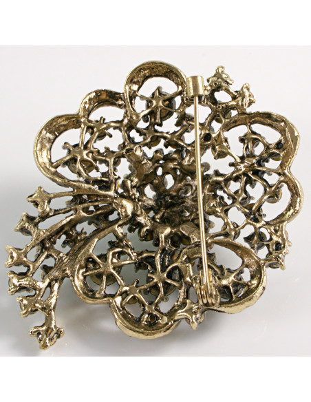 BROSZKA BROSZA DUŻA ROZETA WIENIEC Z KWIAT VINTAGE  LOLITA AKCESORIA