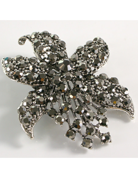 BROSZKA BROSZA DUŻY KWIAT GWIAZDA GRAFIT VINTAGE  LOLITA AKCESORIA