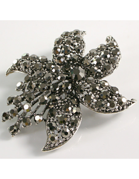 BROSZKA BROSZA DUŻY KWIAT GWIAZDA GRAFIT VINTAGE  LOLITA AKCESORIA