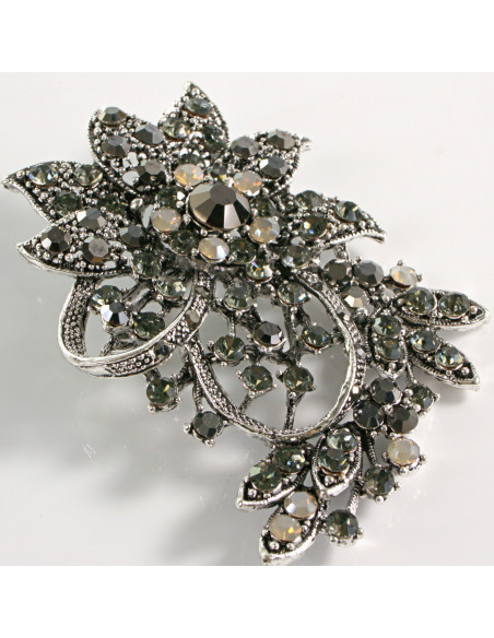 BROSZKA BROSZA DUŻY KWIAT STARE SREBRO VINTAGE  LOLITA AKCESORIA