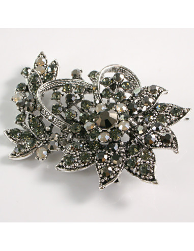 BROSZKA BROSZA DUŻY KWIAT STARE SREBRO VINTAGE...