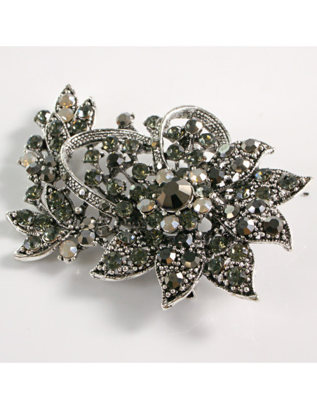 BROSZKA BROSZA DUŻY KWIAT STARE SREBRO VINTAGE  LOLITA AKCESORIA