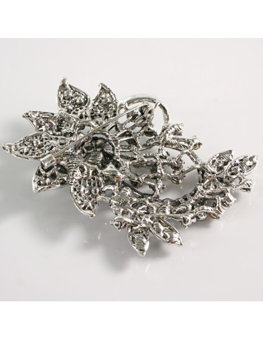BROSZKA BROSZA DUŻY KWIAT STARE SREBRO VINTAGE...