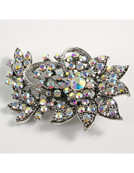 BROSZKA BROSZA DUŻY KWIAT CRYSTAL AB VINTAGE  LOLITA AKCESORIA