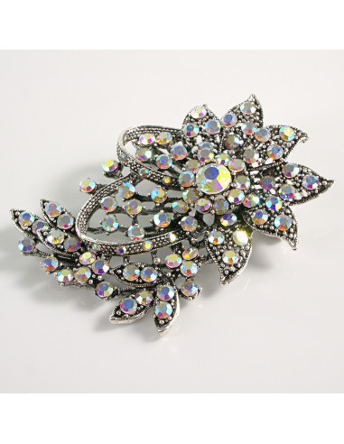 BROSZKA BROSZA DUŻY KWIAT CRYSTAL AB VINTAGE...