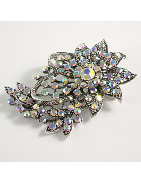 BROSZKA BROSZA DUŻY KWIAT CRYSTAL AB VINTAGE  LOLITA AKCESORIA