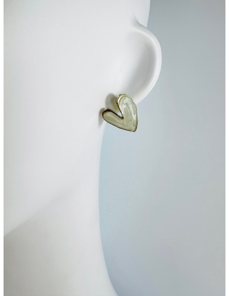 Kolczyki SERCE SERDUSZKO BOHO Lolita Accessories srebrny sztyft 925 ECRU