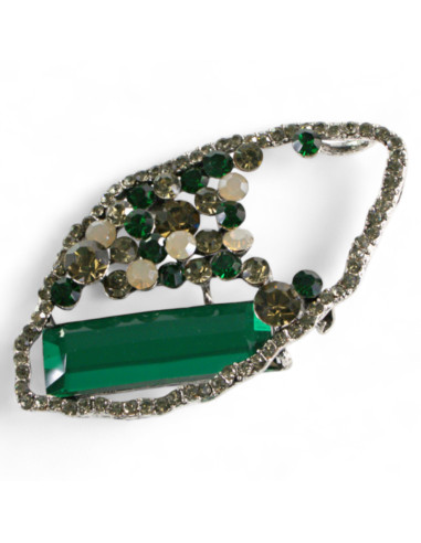 Broszka Brosza "Ostryga" zielony Kamień Lolita Accessories