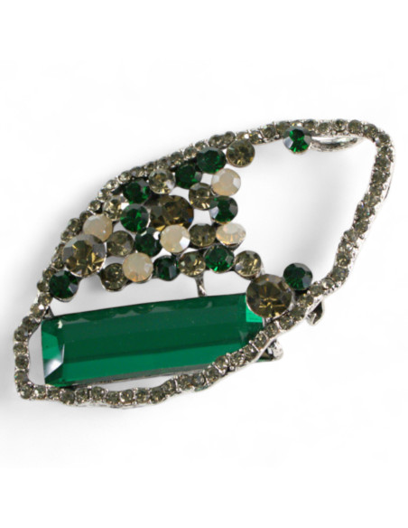 Broszka Brosza "Ostryga" zielony Kamień Lolita Accessories