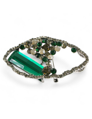 Broszka Brosza "Ostryga" zielony Kamień Lolita...