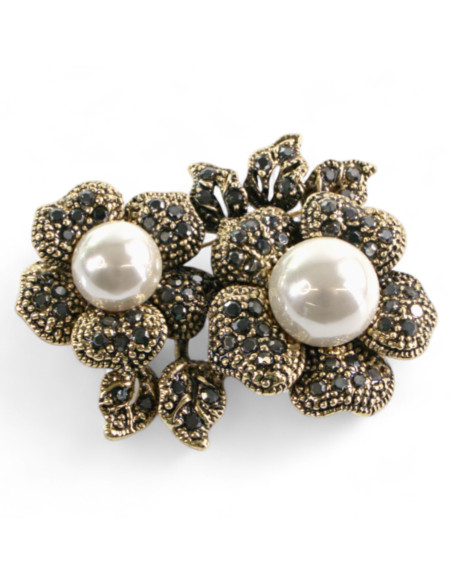 Klasyczna Broszka Brosza stare złoto z perłą Lolita Accessories