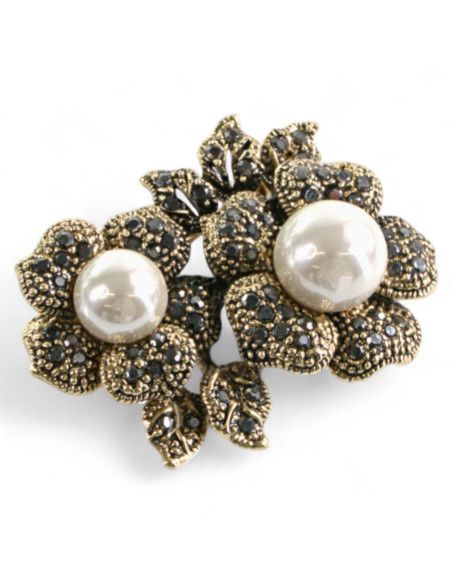 Klasyczna Broszka Brosza stare złoto z perłą Lolita Accessories