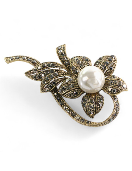 Klasyczna Broszka Brosza stare złoto z perłą Lolita Accessories