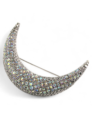Broszka Brosza Księżyc stare srebro Lolita Accessories Crystal AB