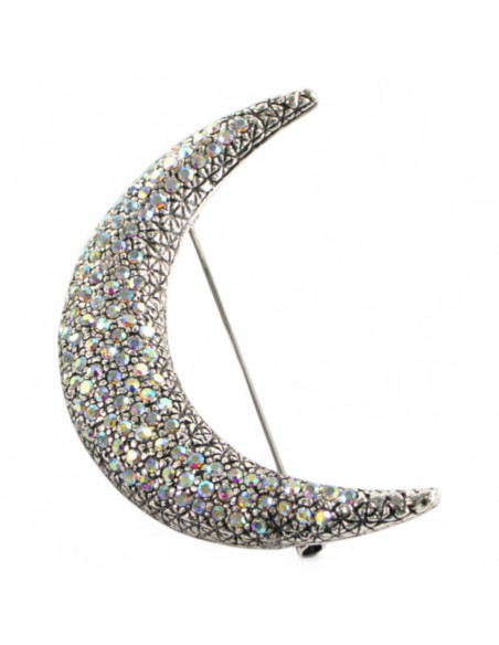 Broszka Brosza Księżyc stare srebro Lolita Accessories Crystal AB