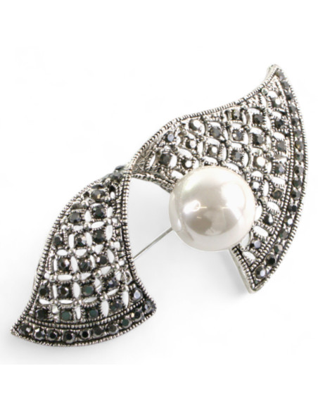 Klasyczna Broszka Brosza z perłą stare srebro Lolita Accessories