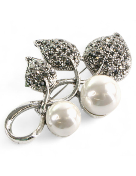 Klasyczna Broszka Brosza z perłą stare srebro Lolita Accessories