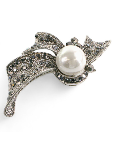 Klasyczna Broszka Brosza z perłą stare srebro Lolita Accessories