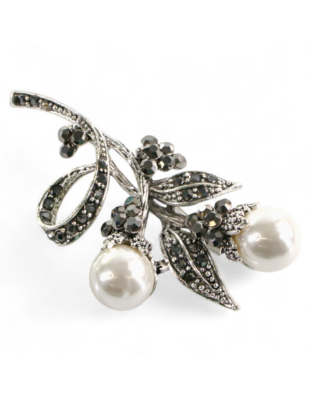 Klasyczna Broszka Brosza z perłą stare srebro Lolita Accessories