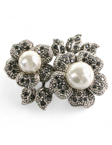 Klasyczna Broszka Brosza z perłą stare srebro Lolita Accessories