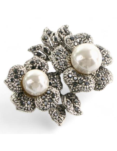 Klasyczna Broszka Brosza z perłą stare srebro Lolita Accessories