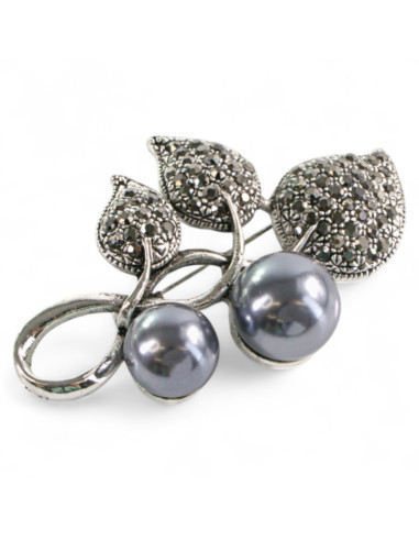 Klasyczna Broszka Brosza z perłą stare srebro Lolita Accessories