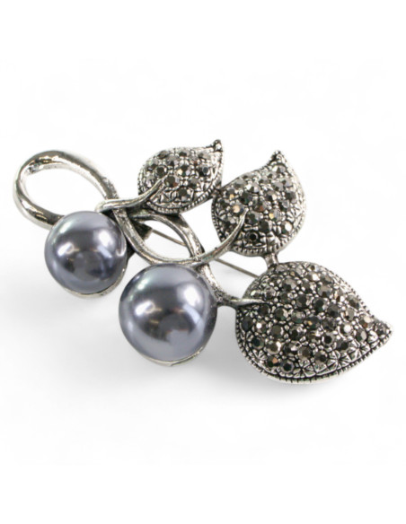 Klasyczna Broszka Brosza z perłą stare srebro Lolita Accessories