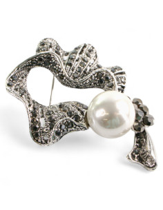 Klasyczna Broszka Brosza z perłą stare srebro Lolita... 2